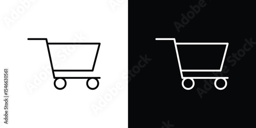 Shopping cart icon in black. flat graphic vector icon
