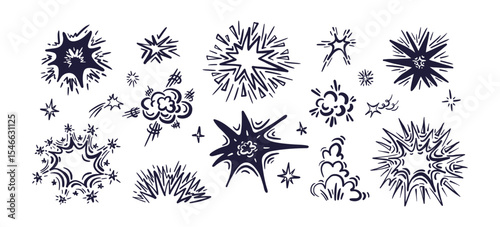 Comic boom effect set. Bang and pow crash splashes