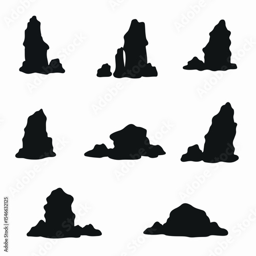 Rock formations silhouettes elements rock mass