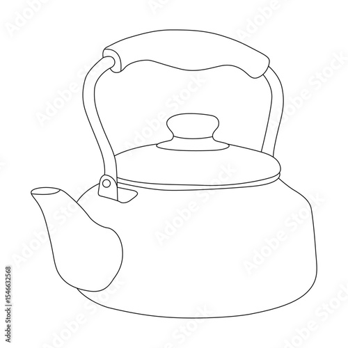 Old Tea Kettle line art vector design. Old Tea Kettle outline illustration design.