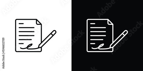 Signed contract icon in black. flat graphic vector icon