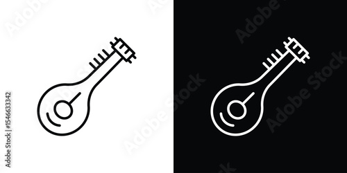 Sitar icon in black. flat graphic vector icon