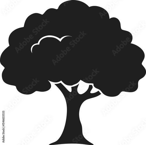 Oak tree silhouette majestic deciduous tree with broad canopy and sturdy trunk symbolizing strength and longevity