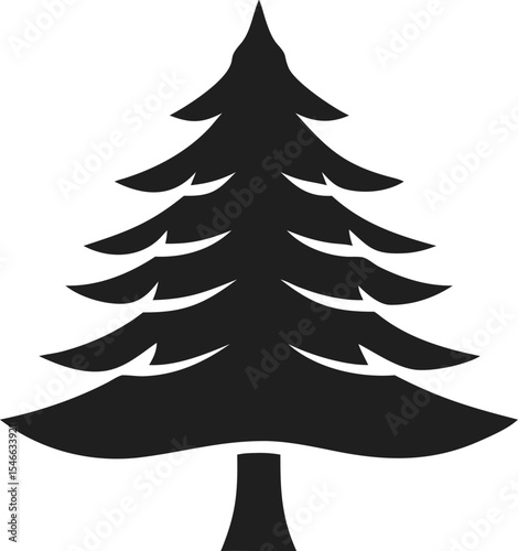 Pine tree silhouette evergreen conifer with layered branches symbolizing nature, wilderness, and seasonal beauty