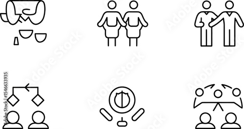 Business ethics and corporate governance icons set vector illustration for presentation design 100 character editable stock vector illustration