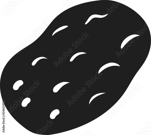 Potato silhouette rustic tuber icon with natural curves and textured surface representing staple food and agriculture