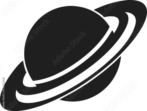 Saturn planet silhouette iconic gas giant with prominent ring system and celestial elegance
