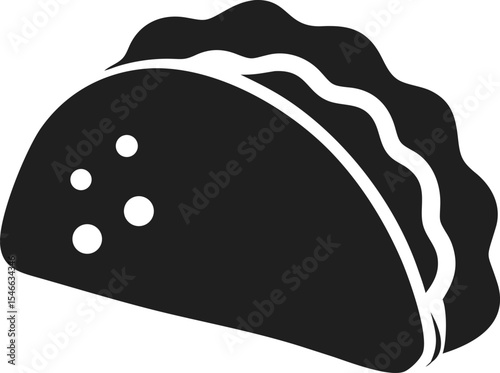 Taco silhouette folded tortilla shell with visible toppings representing Mexican cuisine and street food culture