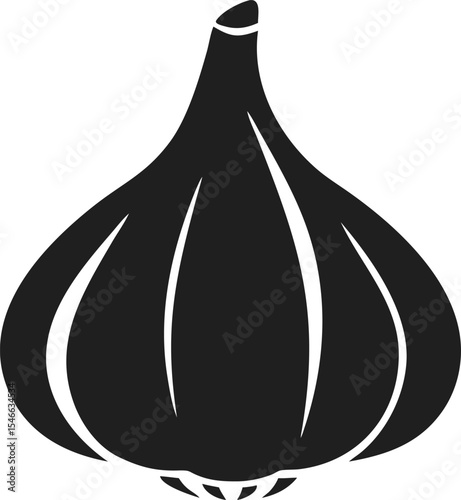Garlic silhouette bulbous vegetable icon with layered cloves and pointed top symbolizing flavor and natural health