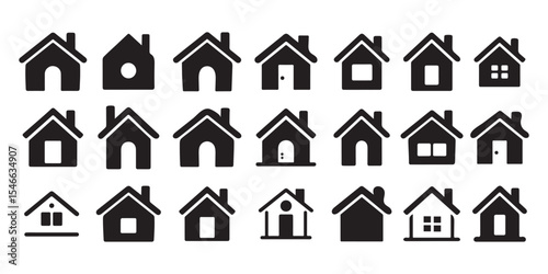 Various Black and White House Icons