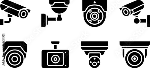 Surveillance camera system security cctv camera icons home security camera system security camera vector set editable stock vector illustration