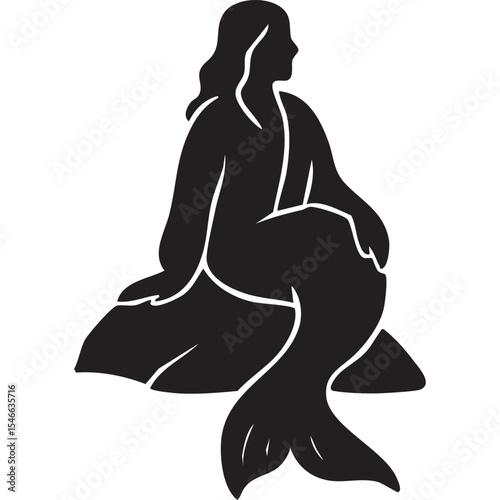Mermaid sitting silhouette