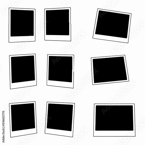 Polaroid picture frames arrangement for photographs mockup