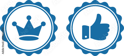 Crown and thumbs up vector icon illustration for quality and approval symbol design concept graphic element editable stock vector illustration