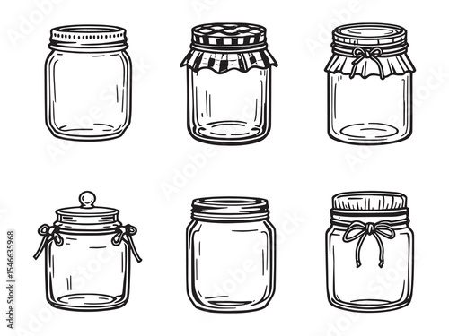 Mason Jar Line Art Illustration