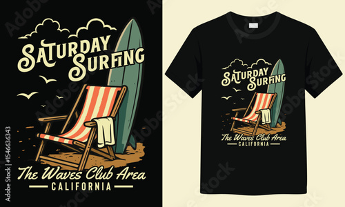 Surfing T Shirt Design Vector illustration