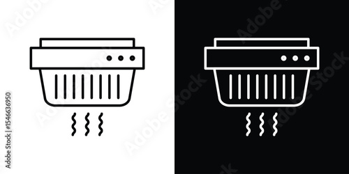Smoke detector icon in black. flat graphic vector icon