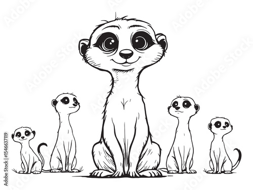 Meerkat Line Art Illustration