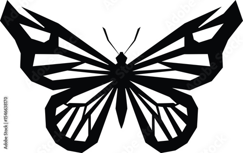 Geometric Butterfly Black & White Low Poly Art