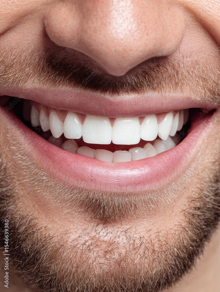 Fototapeta premium White smile of young man showing healthy tooth and mouth dentistry in dental care background happy face with clean whitening cheerful beauty laughter perfect fresh oral health handsome guy in clinic