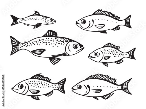 Moorish fish vector line art