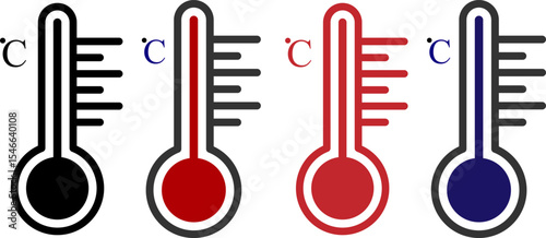 Thermometer Icon Showing Celsius Temperature – Flat Design Illustration