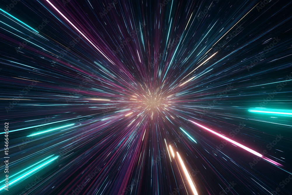Fototapeta premium Abstract hyperspace background with light streaks for futuristic technology and data stream concept