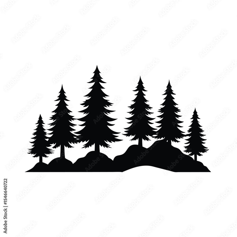 Obraz premium Vector illustration of a winter forest with snow-covered fir trees, perfect for Christmas holiday designs and nature-inspired celebration cards