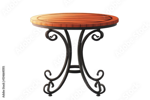 A charming round side table with rustic wood top perfect for a cozy reading nook showcasing on transparent background