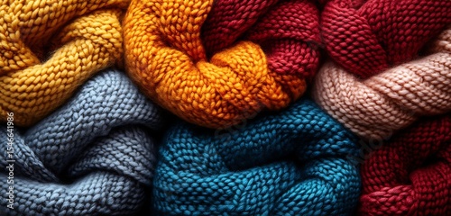 Cozy Knitwear Mockup Colorful Yarn Textures