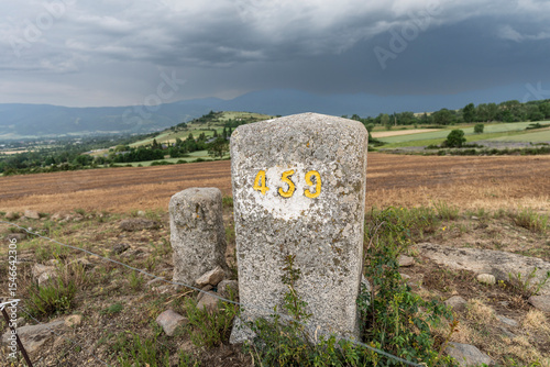 Spanish and French border marker, Guils de Cerdanya, Cerdanya, province of Girona, Catalonia, Spain