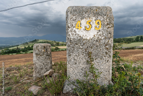 Spanish and French border marker, Guils de Cerdanya, Cerdanya, province of Girona, Catalonia, Spain