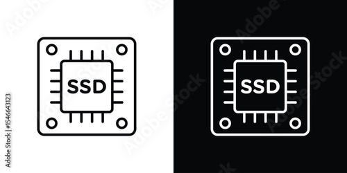 SSD drive icon in black. flat graphic vector icon