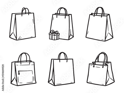 Paper Bag Simple Line Art