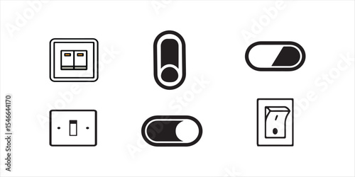 switch on off button icon set illustration on white background. switch on off silhouette vector.