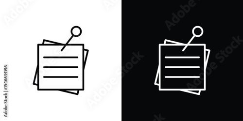 Sticky note icon in black. flat graphic vector icon