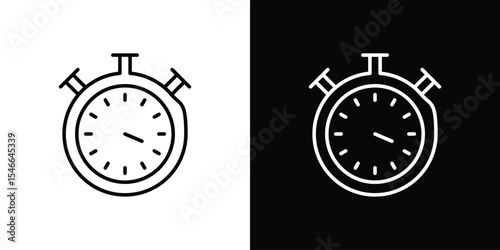 Stopwatch icon in black. flat graphic vector icon