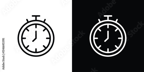 Stopwatch icon in black. flat graphic vector icon