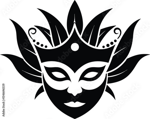 Carnival mask silhouette vector icon design
