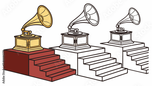 Realistic Vector Award Podium Set – Gold, Silver, Bronze Stage on White Background