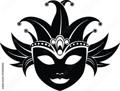 Carnival mask silhouette vector icon design