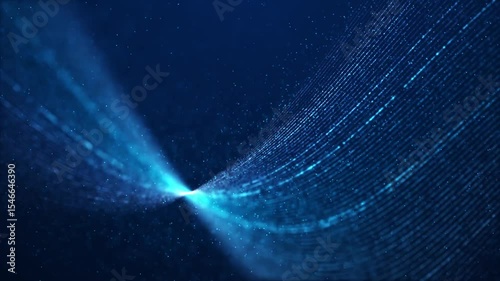 Abstract blue wave technology background with blue light digital effect, 4K motion background featuring blue toned lines moving rhythmically screen seamless loop