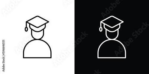 Student icon in black. flat graphic vector icon