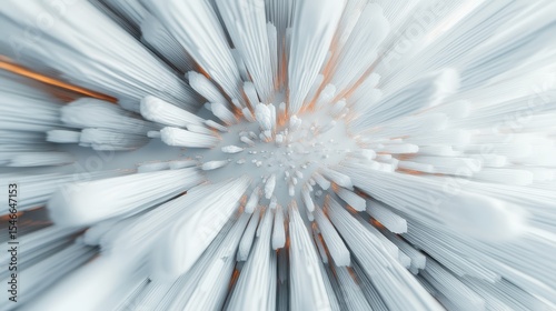 An abstract representation of motion and energy, with dramatic bursts of white and orange elements converging in an explosive composition that captivates the viewer.