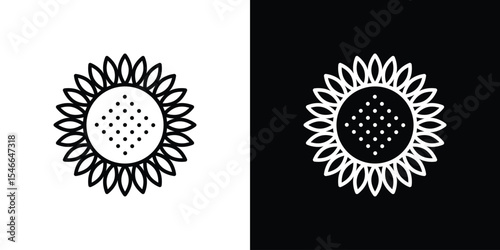 Sunflower icon in black. flat graphic vector icon