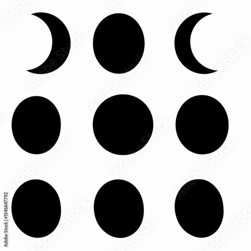Moon phases black and white celestial cycles