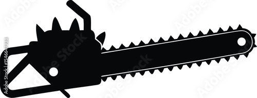 Chainsaw silhouette vector illustration. Lumberjack tool. Woodcutter saw sign. flat style.