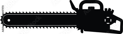 Chainsaw silhouette vector illustration. Lumberjack tool. Woodcutter saw sign. flat style.
