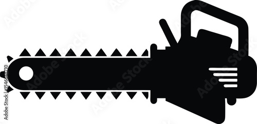 Chainsaw silhouette vector illustration. Lumberjack tool. Woodcutter saw sign. flat style.