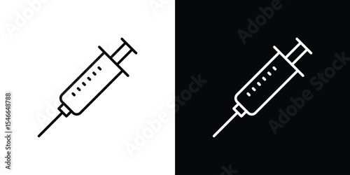 Syringe icon in black. flat graphic vector icon